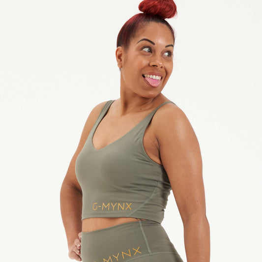G-Mynx Signature Bra Top Kalm Khaki Size 12 – 14 (M)