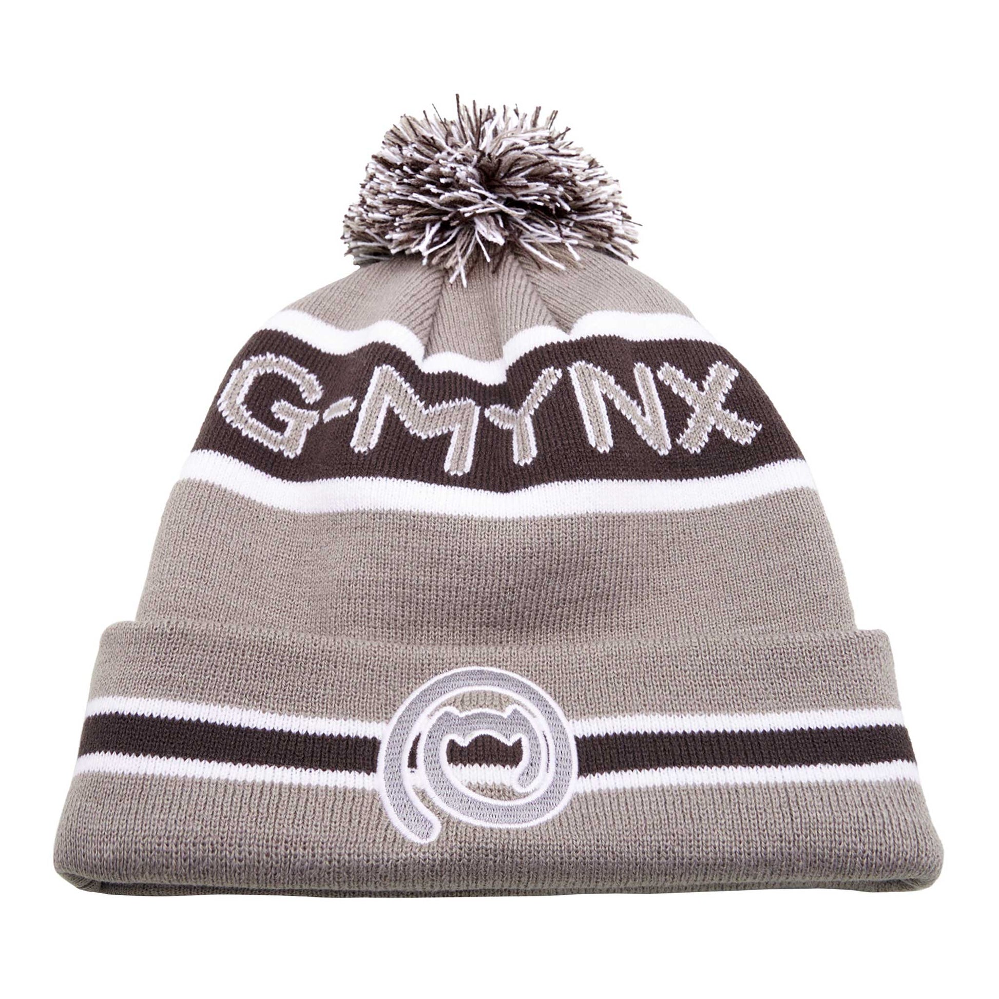 G-Mynx Bobble Hat grey with logo and stripe detailing