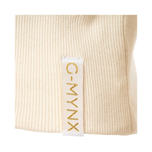 G-Mynx Loose Fitting Sweater Oatmeal waist logo detail