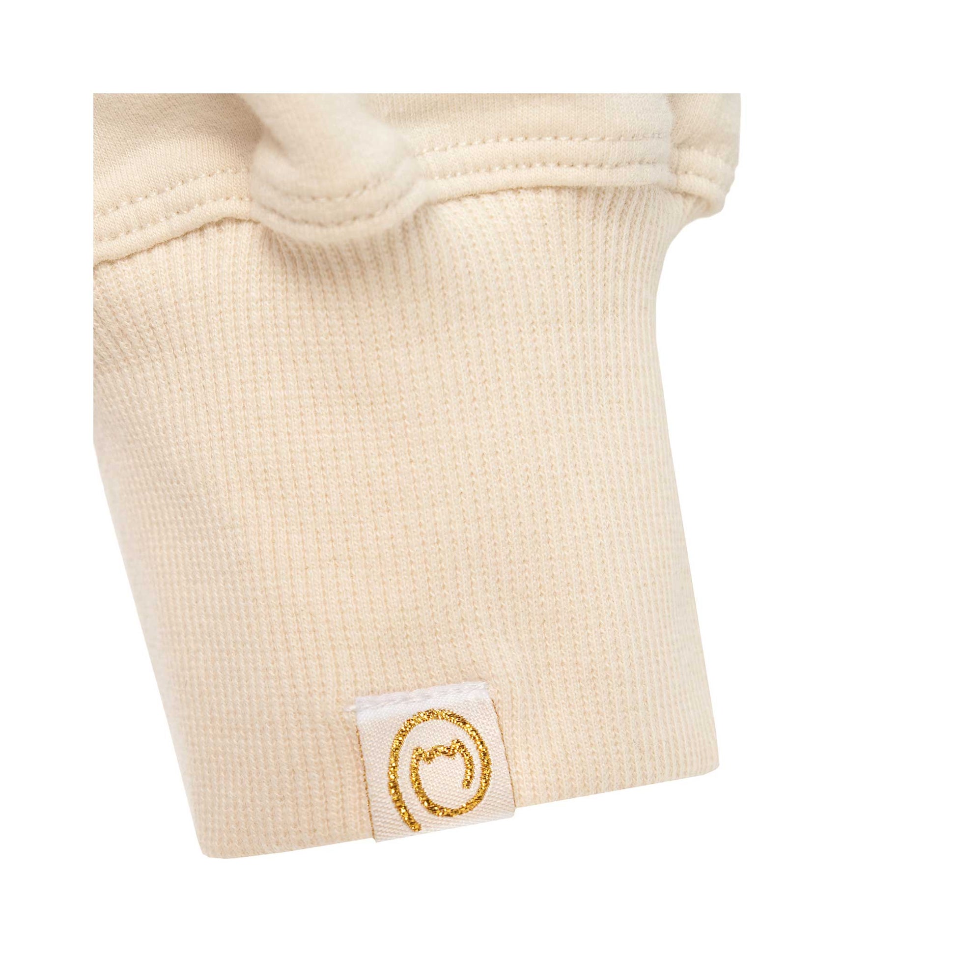 G-Mynx Loose Fitting Sweater Oatmeal sleeve logo detail